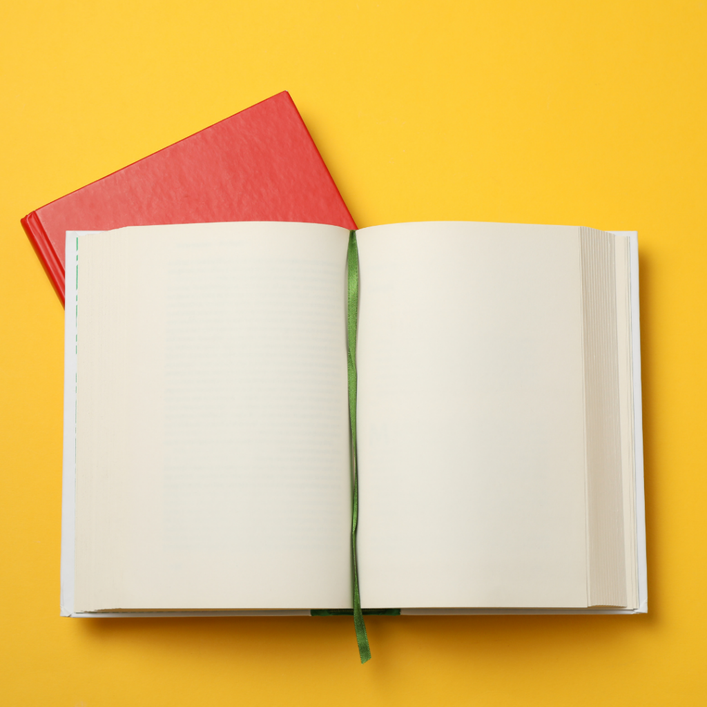 Book on orange background