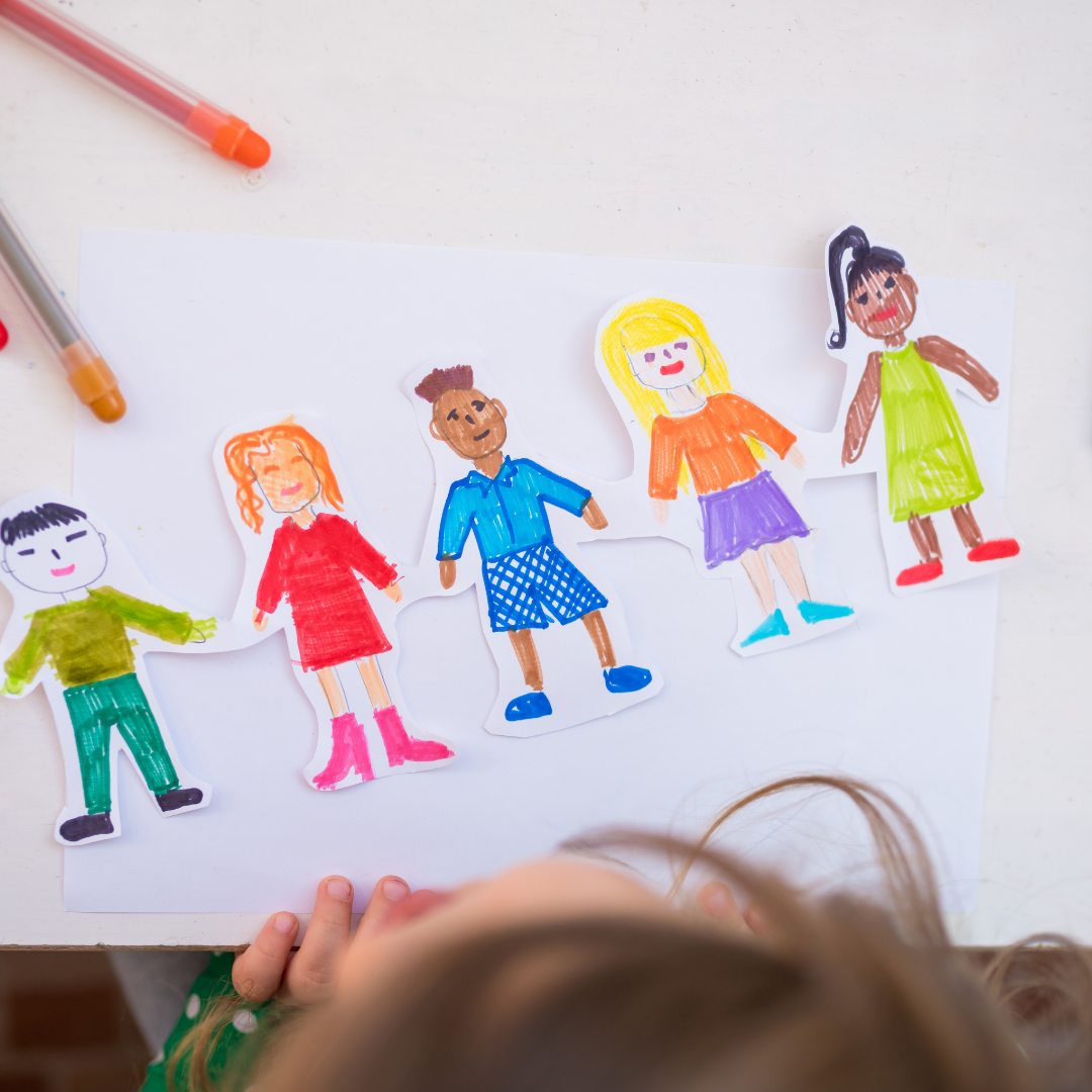 Children drawing children together