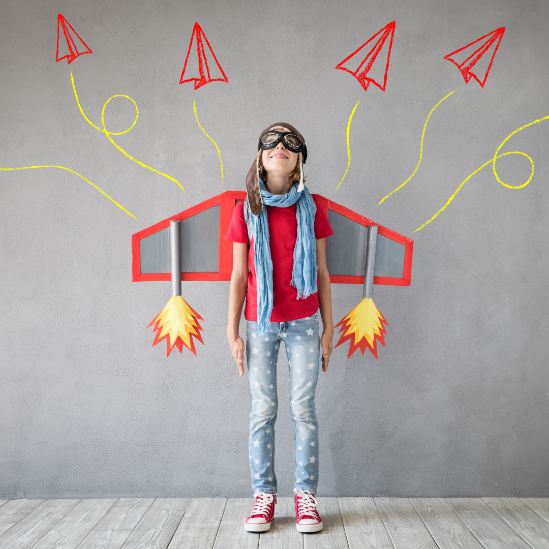 girl standing with jetpack on